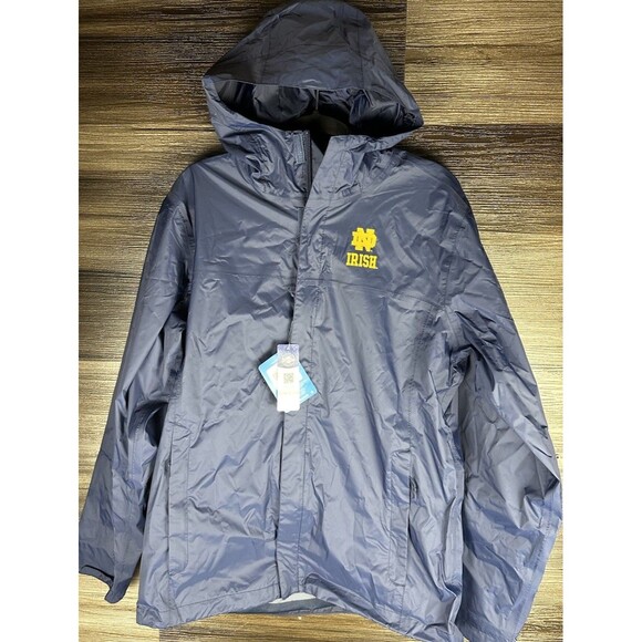 NOTRE DAME‎ FIGHTING IRISH COLUMBIA OMNI-TECH WATERPROOF JACKET SIZE MEDIUM BLUE - Picture 1 of 8